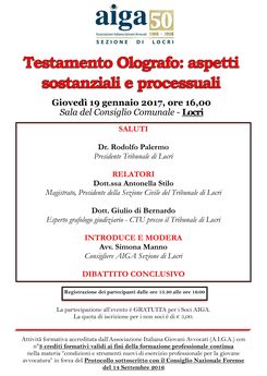 Conferenza dal titolo "Testamento olografo: aspett...